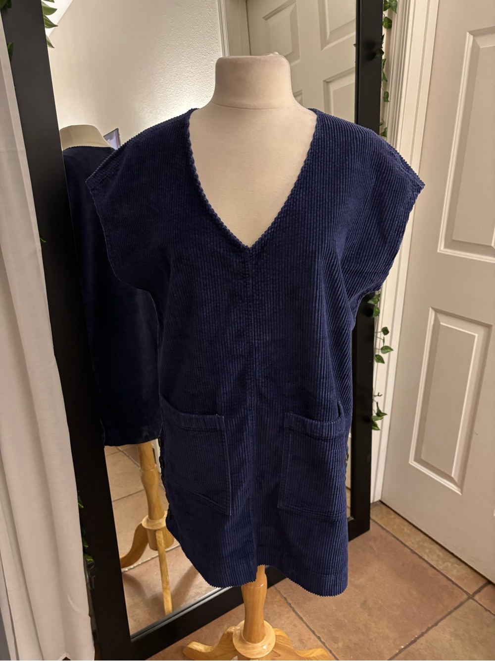 Madewell Navy Blue Corduroy Midi Dress